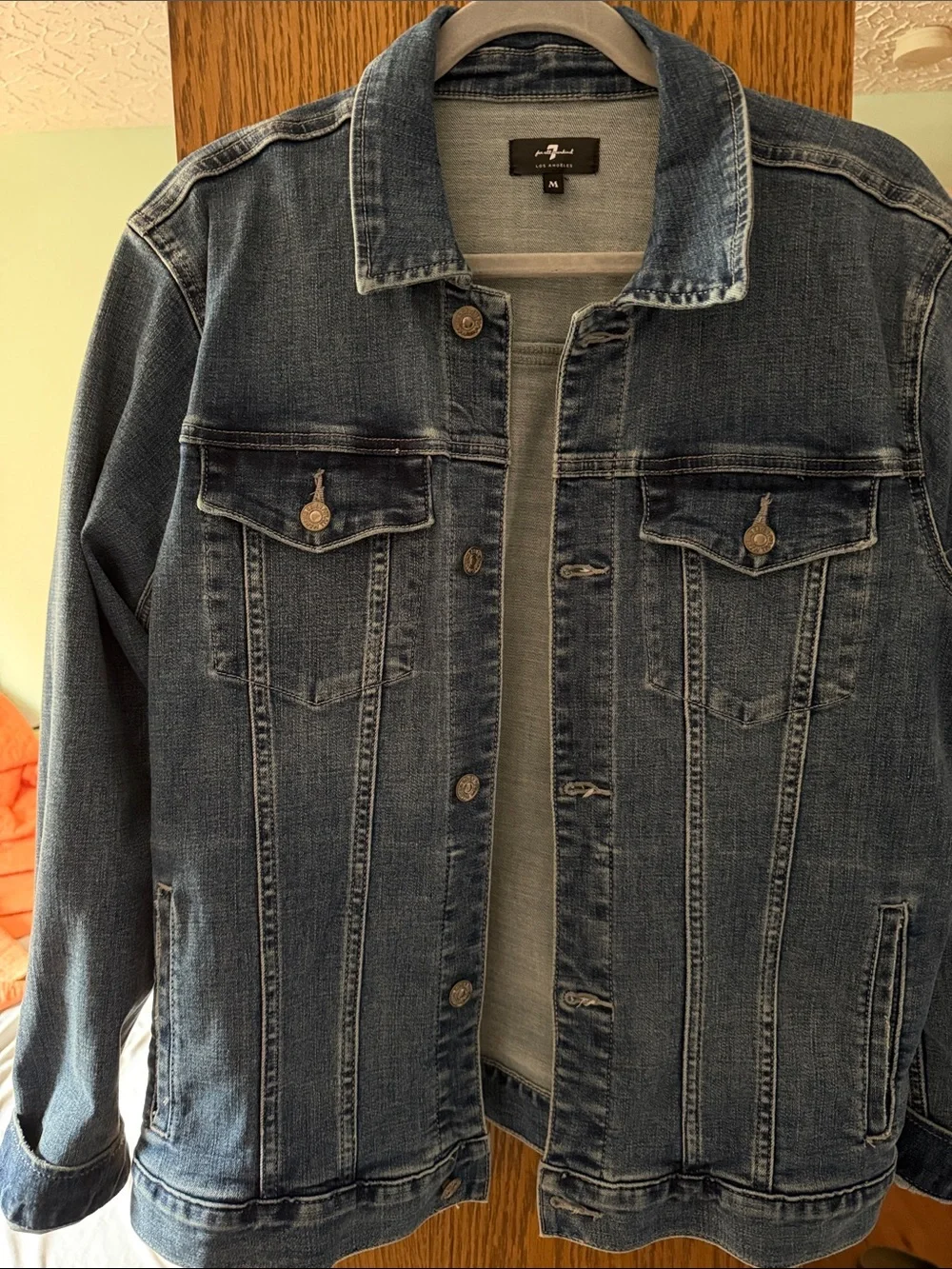 7 For All Mankind Men's Gray Denim Jacket - Button Front